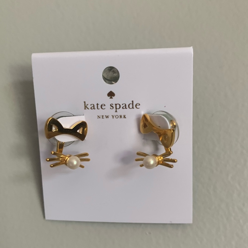 Kate Spade Gold Cat Earrings